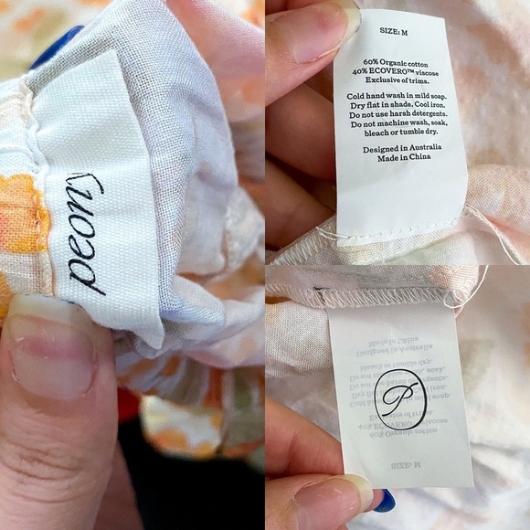 Peony Dress Vacation Cotton Floral Lightweight Summer Maxi Pastel Orange M EUC - Picture 5 of 6